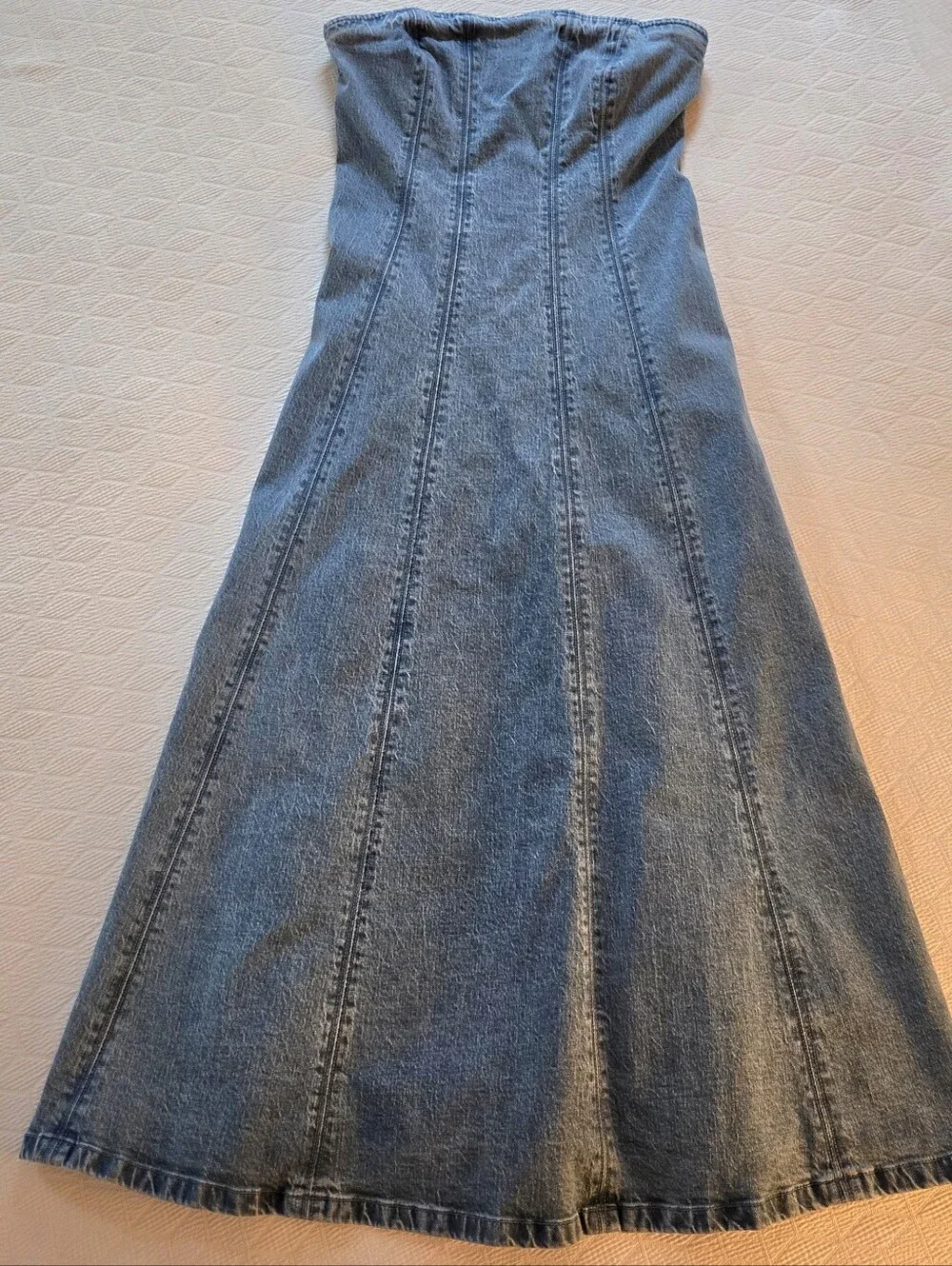 Abercrombie & Fitch Blue Denim A-Line Strapless Maxi Dress Small